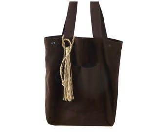 Bruine corduroy shopper