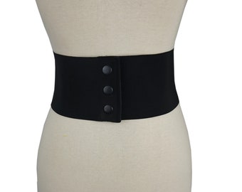 Wide Black Elastic Stret   Corset Snap  Belt - 10cm ( 4 inches)