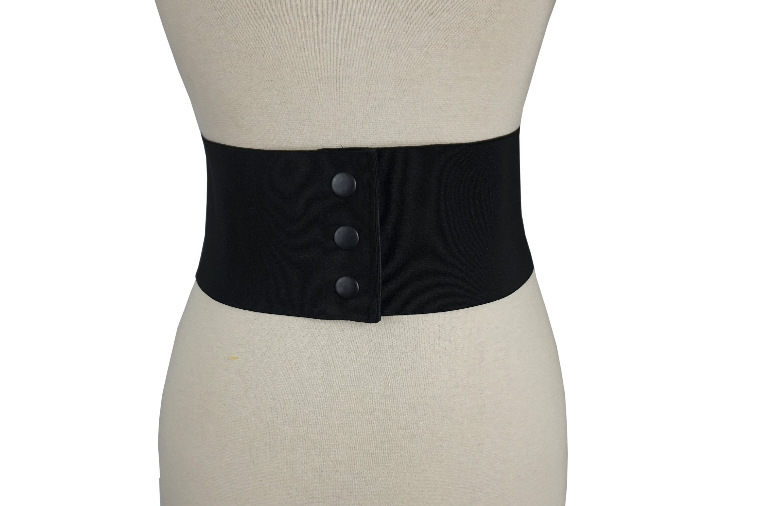 Wide Black Elastic Stret Corset Snap Belt - 10cm ( 4 inches)