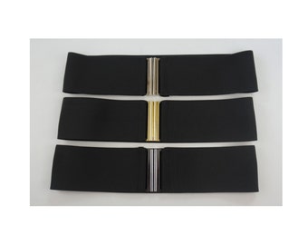 Ceinture élastique extensible large noire 7cm