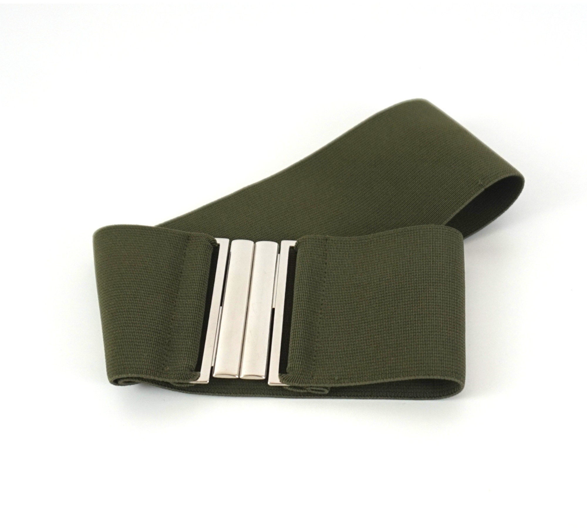 Green 8cm Wide Elastic Stretch Belt - Etsy display picture 3
