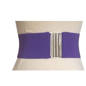 Purple   Elastic Stretch Metal clasp Wide 8 cm Belt