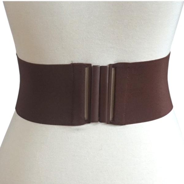 Ceinture élastique large marron chocolat avec fermoir en métal