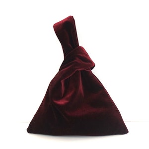 Burgund, Wein, Samt, Abend, japanische Knotenhandtasche