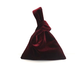 Burgundy, Wine, Velvet, Evening, Japanese Knot Wrist Bag - Etsy