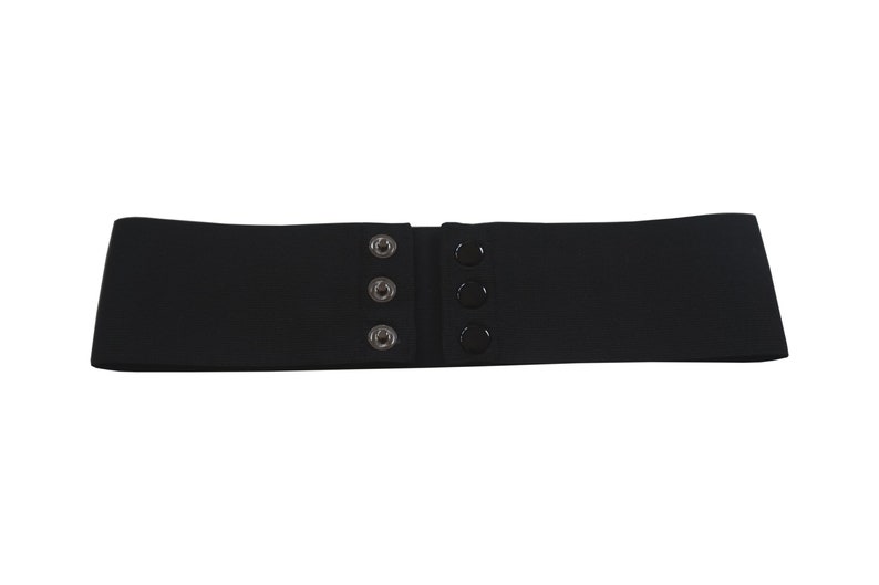 Wide Black Elastic Stretch Corset Snap Belt 8cm Bild 3