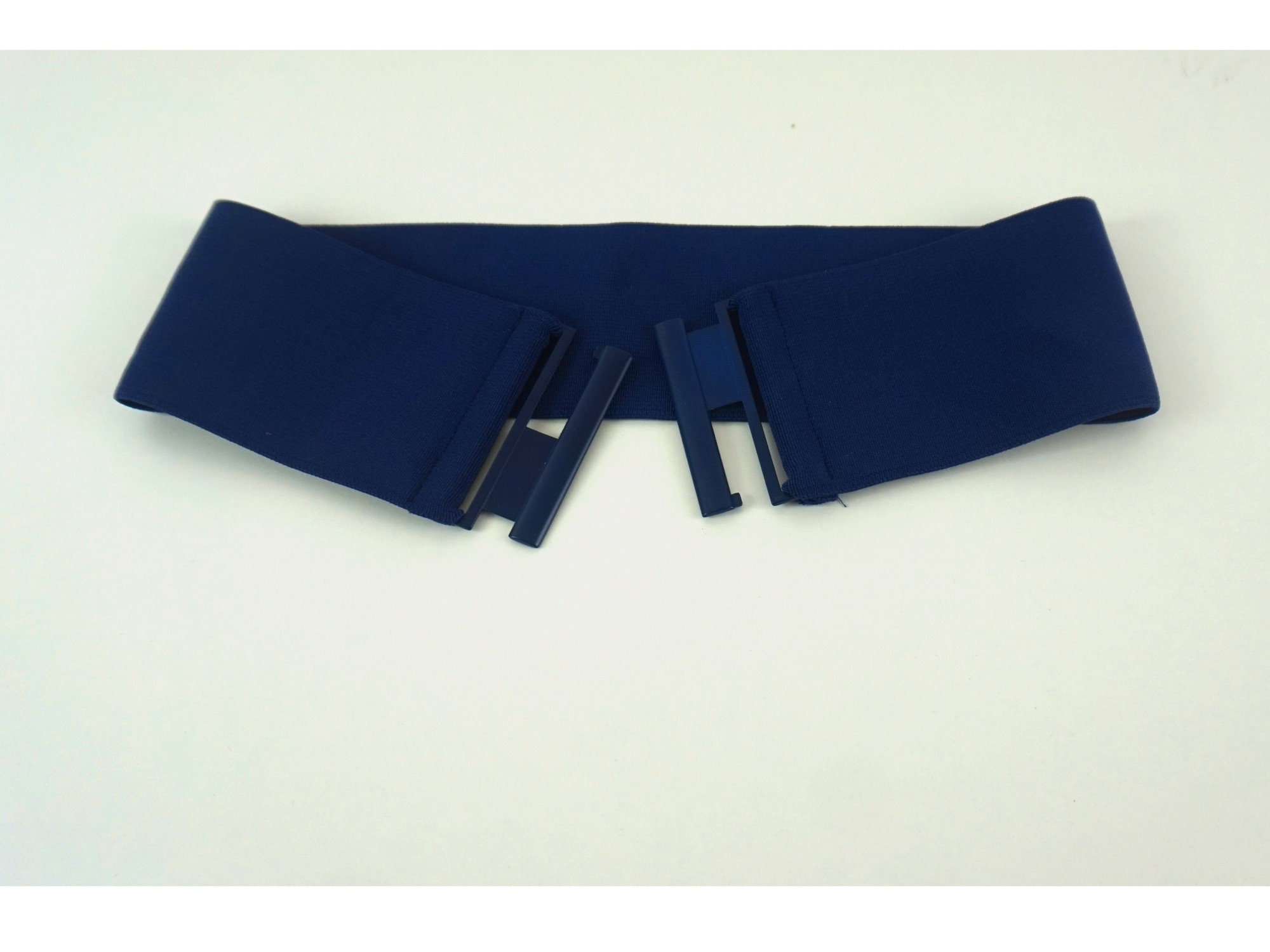 Navy Blue Wide Stretch Elastic Belt Metal Clasp - Etsy