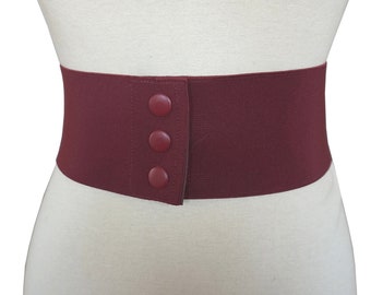 Burgundy Wine Wide Elastic Corset Snap  Belt - 8cm