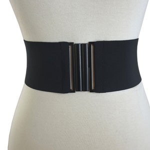 Black Wide Stretch Elastic Belt Black buckle Clasp