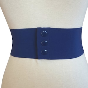 Cintura a scatto a scatto corsetto elastico blu navy - 8 cm