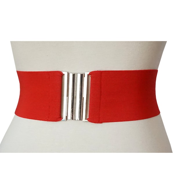 Wide Red Stretch Elastic Belt