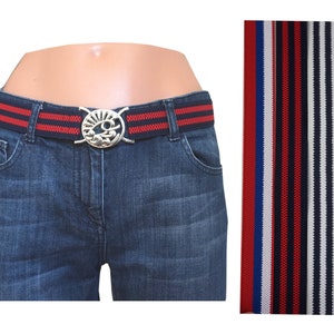 striped elastic stretch  belt, metal clasp, 3,5cm wide
