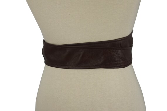 Chocolate Brown Soft Leather OBI Corset Wide Belt - Etsy display picture 1