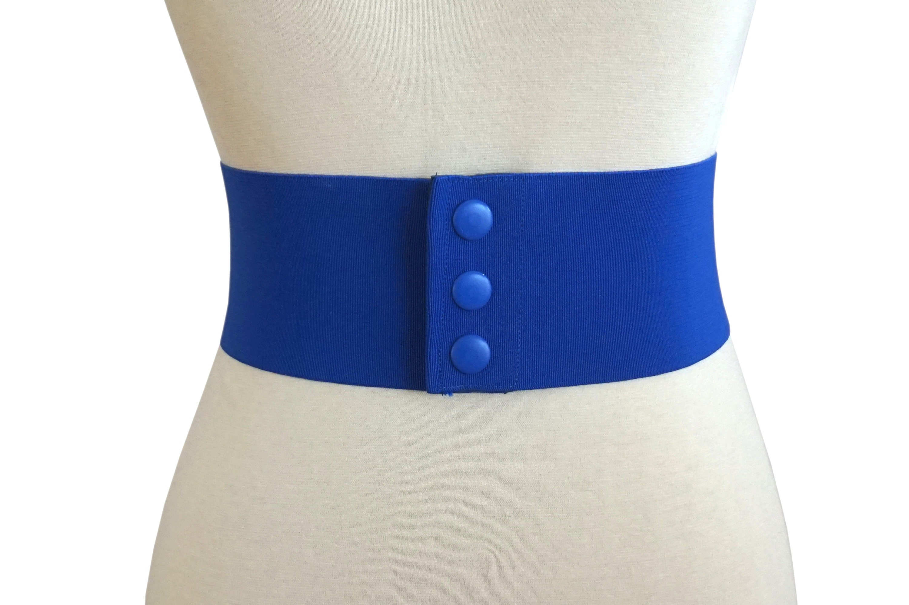 Cobalt blue Wide Elastic Corset Snap Belt 8cm