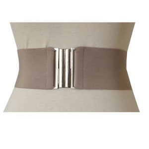 Dusty Beige Elastischer Stretch 8 cm Breite Gürtel Korsett Metallspange