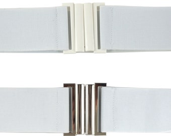 Stretch Elastischer weißer Gürtel Kunststoffverschluss 5cm breit