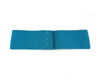 Cintura con chiusura a scatto per corsetto elasticizzato turchese - 8 cm