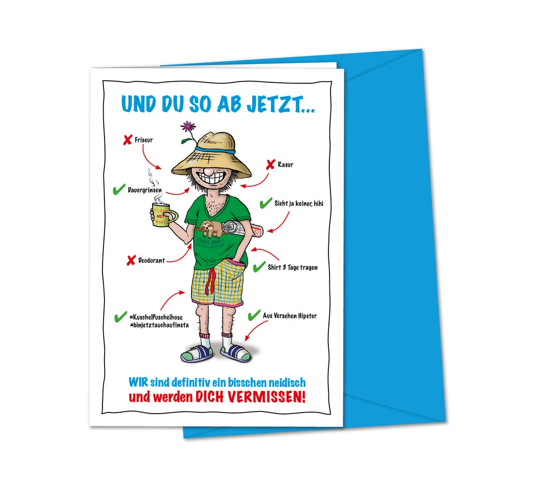 Sehr freche XXL Karte für Kollege zur Rente, lustige Grußkarte zum