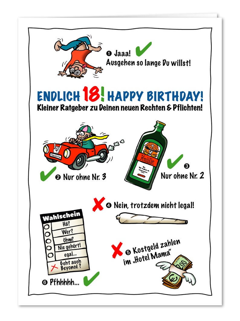 Lustige Geburtstagskarte 18. Geburtstag mit den künftigen Etsy