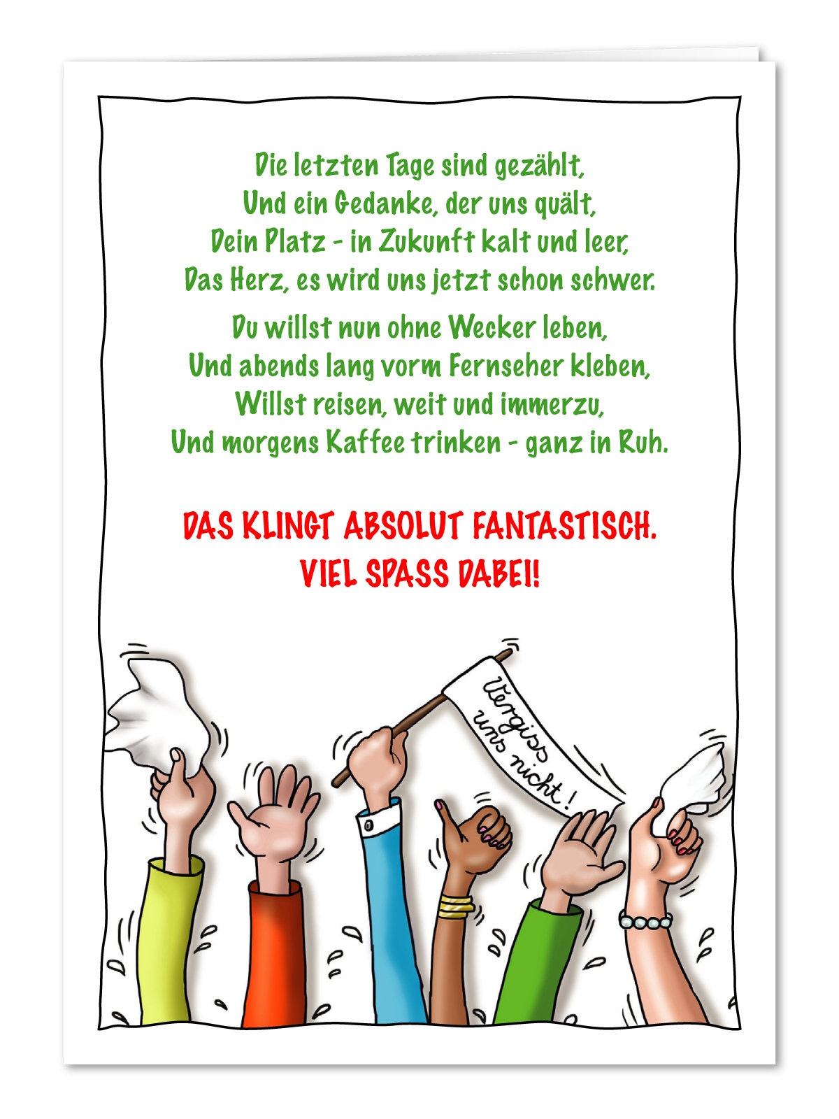 Tolle große XXL Verabschiedungskarte mit Gedicht bei Abschied Etsy