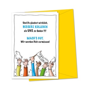 Drôle de carte XXL pour dire au revoir à un collègue lors d’un changement d’entreprise, d’entreprise, de département, de travail, de carte d’adieu effrontée