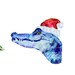 blue alligator Christmas Santa hats Watercolor print image 0