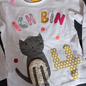 Geburtstagsshirt*Katze*Zahl 4*Glitzer*Geburtstag*Shirt*