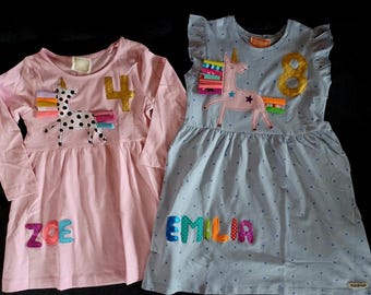 Geburtstagskleid*Kleid*Geburtstag*Mädchen*Einhorn*Wunschmotiv*