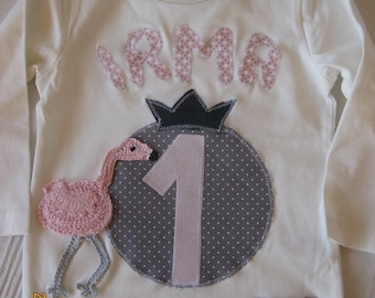 Geburtstagsshirt*Name*Zahl*Flamingo*Sterne*Punkte*Mädchen*