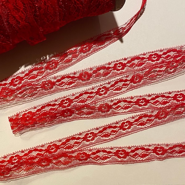 Red Lace Trim, Vintage, Shabby Chic, Junk Journal, Vintage Lace, Red lace Trim, Junk Journaling, Collage, Scrapbooking, altered tags