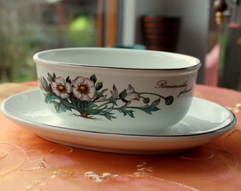 Sauciere, Villeroy u. Boch, Botanika, kleine Schüssel für Saucen mit Blumendekor, 80er Jahre, Blümchengeschirr