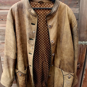 Veste en cuir traditionnelle, veste bavaroise, veste pour homme en peau de cerf, costume d'Oktoberfest pour homme, cadeau de fête des pères