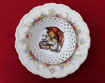 2 Zierteller, kleine Schale mit Hummelmotiv und tiefer Teller Royal Albert Serie Colleen, Blümchengeschrr, Ringschale, Sammelteller