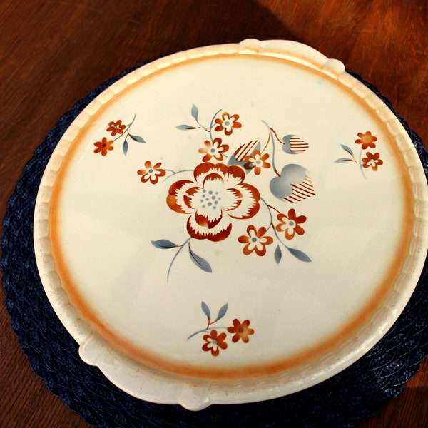 Kuchenplatte Keramik, Spritzdekor, 30er, 40er Jahre, Tortenplatte, Tortenteller, Feinsteinzeug