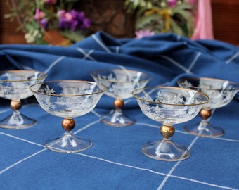 5 liqueur glasses, delicate eggnog glasses with balls, 60s glasses, bar accessories