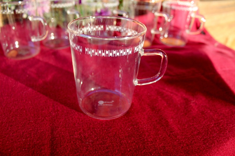 6 Teegläser auf Tablett, Schott Teegeschirr, Teetassen mit Henkel, Serviertablett, Gläsern von Schott, Glühweingläser, Winterparty Bild 2