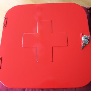 Wall Mounted Medicine Cabinet, Red Metal Cabinet With Lock, Ikea