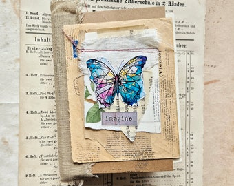 IMAGINE Mini Junk Journal aus altes Papier und Scrapbook Papier