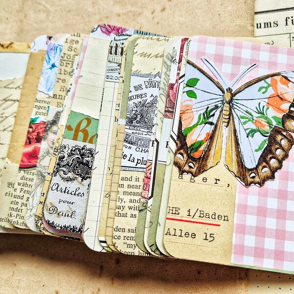 ÜBERRASCHUNGSPAKET 5/10 Stk. Junk Journal Collage Tags, Junk Journal Karten, Junk Journal Ephemera Kit