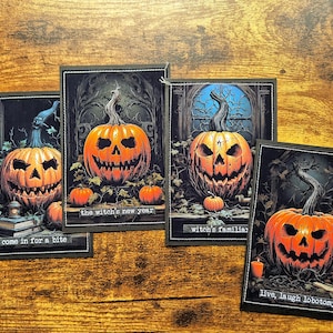 4 cartões de diário de lixo de Halloween, aprox. A6, kit de itens efêmeros para diário de lixo