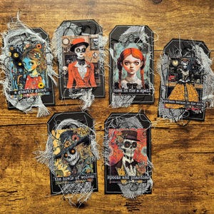 6 peças de etiquetas de diário de lixo de Halloween, kit de itens efêmeros de diário de lixo de Halloween