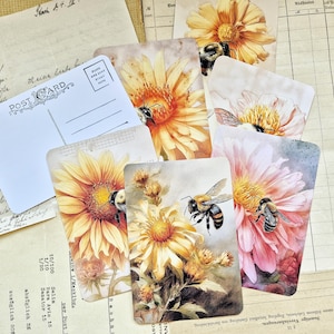 BIENE/FRÜHLING Postkarten,  Junk Journal Karten, Junk Journal Frühlings Ephemera