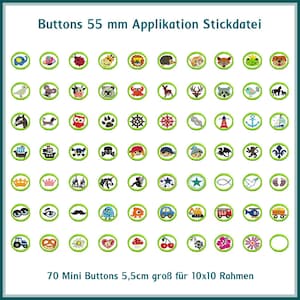 Embroidery files 70 files Buttons 55 mm various designs Animals Anchors Fruits 70 pieces embroidery files RockQueenEmbroidery
