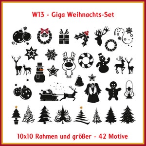 Stickdateien Giga-Weihnachtsset: Verwandle dein Zuhause in ein winterliches Märchenland Mit 44 Dateien kannst Du kreativ werden. Bild 1