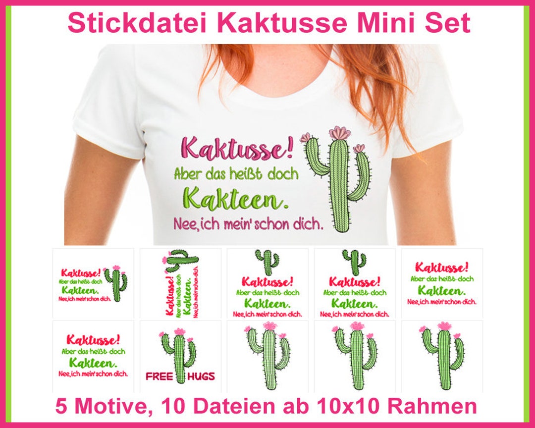 Stickdatei Kaktusse Kakteen Spruch Stickmuster Sprüche ab Etsy.de