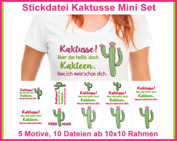 Stickdatei Kaktusse Kakteen Spruch Stickmuster ab 10x10 cm Etsy