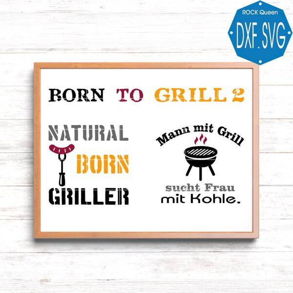 Plotterdateien Griller 2 Grill BBQ SVG DXF Barbeque Schneideplott Cutting Set Plotter Grillen cutfile Besteck Wurst