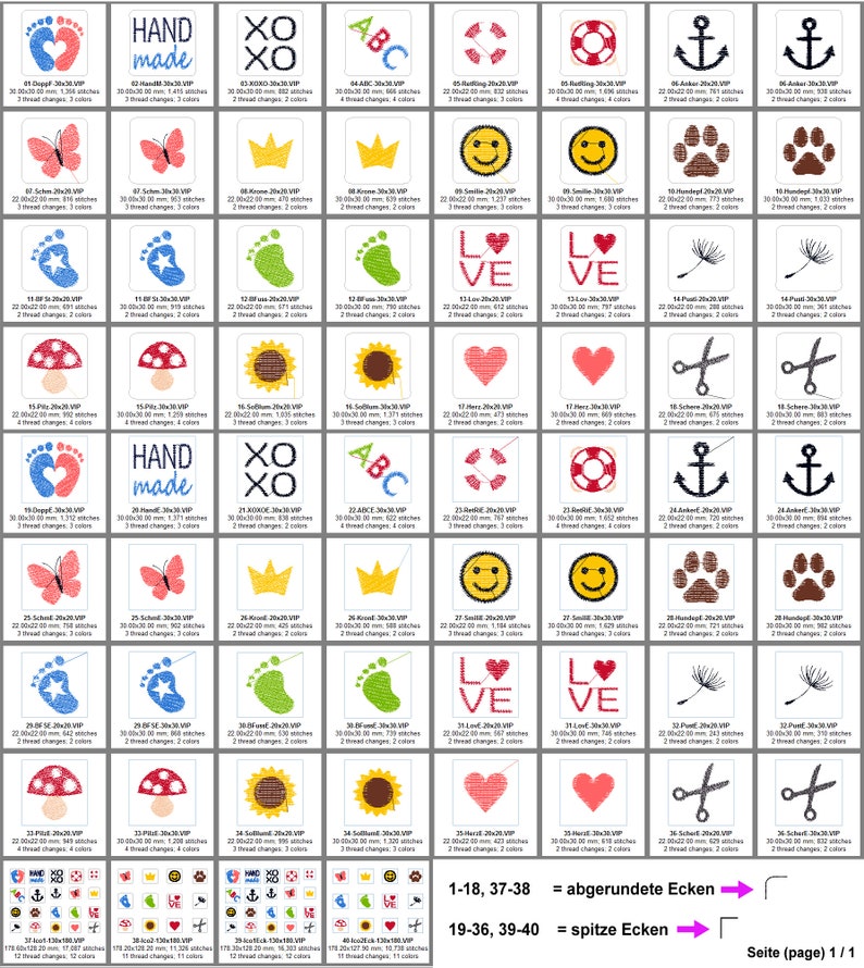 Stickdateien Mini Labels Nr. 4 Aufnäher Patches mit 18 Icons Minis für den 10x10 Rahmen. So wird jedes genähte Teil ein Unikat. Bild 2