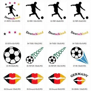 Stickdateien Fussball Set Stickdatei, 24 Dateien, 9 Motive, ab 10x10 Rahmen, Vollstick und Text, Fußball, Deutschland, RockQueenEmbroidery Bild 3