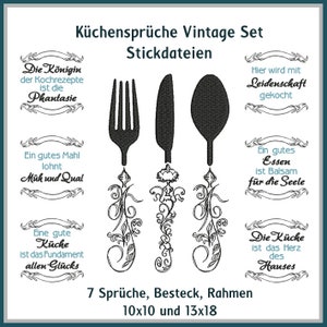 Exklusives Stickdateien Küchensprüche Vintage Set für Stickrahmen ab der Größe 10x10 Bild 1